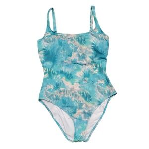 Calme by Johnny Was Tank One Piece Swimsuit Blue Marble Teal Women's size XL NWT
